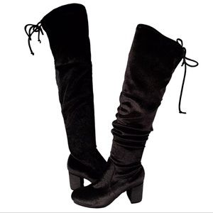 Charles by Charles David size 10 black velvet over the knee heeled boots